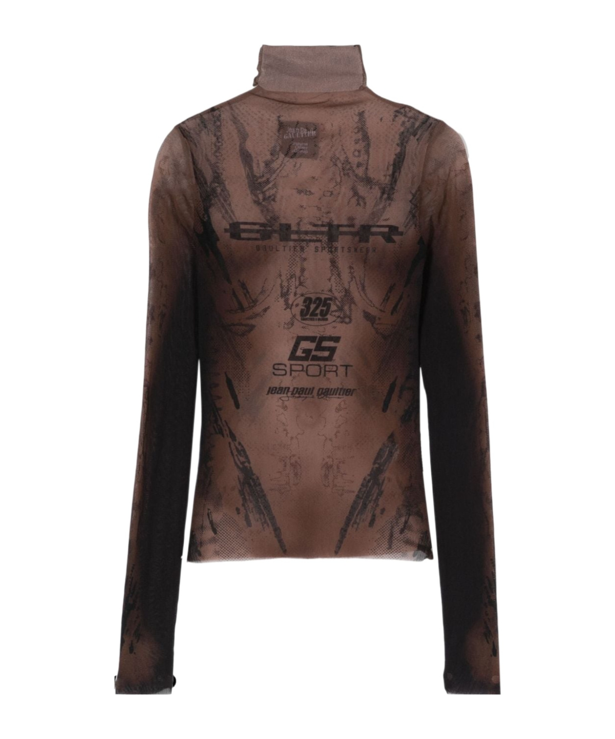 Jean Paul Gaultier High-necked Long-sleeved T-shirt In Brown