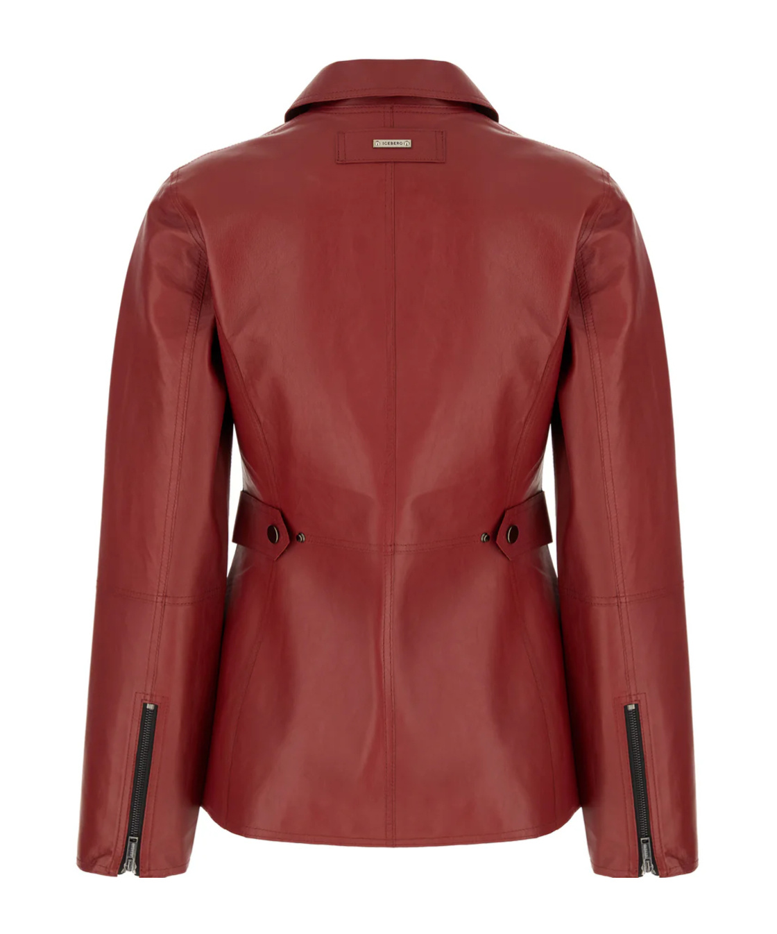 Iceberg Zip Leather Jacket In Brown