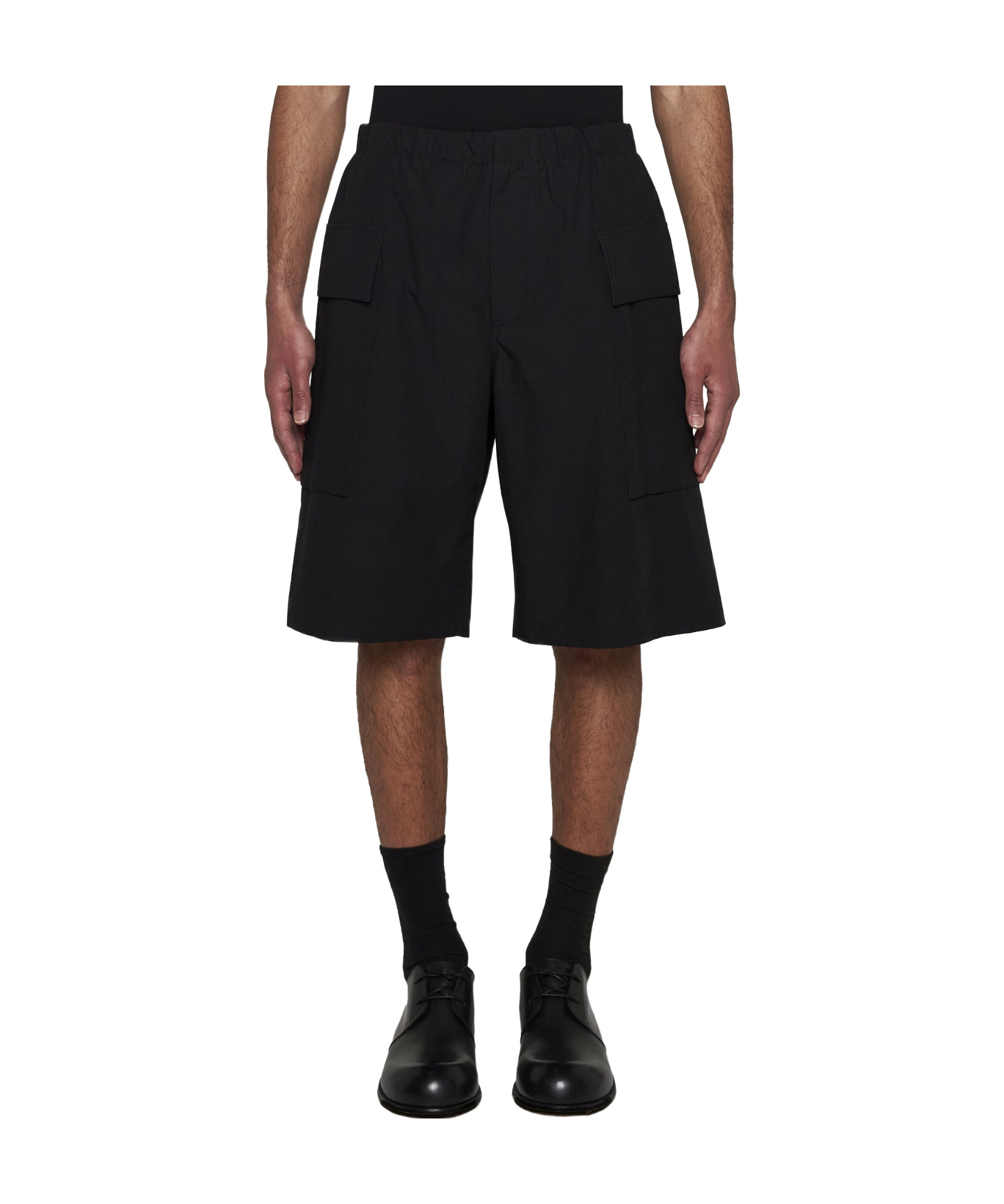 Jil Sander Poplin Cotton Bermuda Shorts In Black