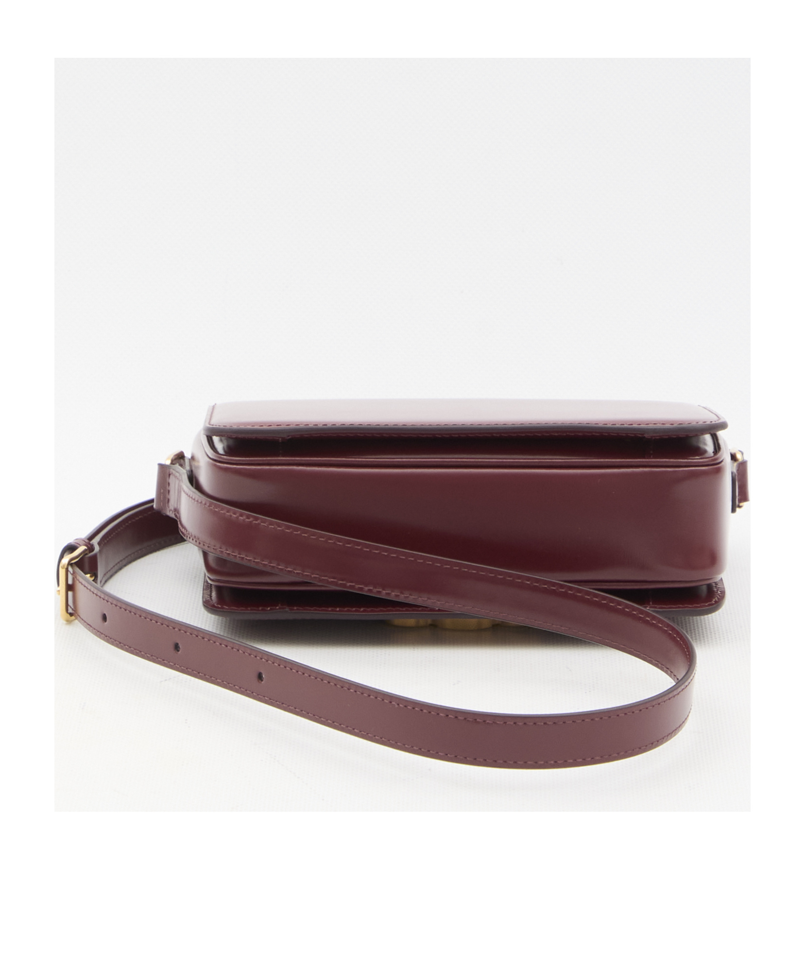 Celine Teen Triomphe Shiny Shoulder Bag In Red