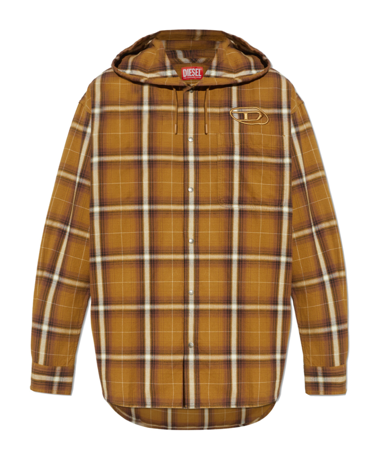 Diesel S-dewny-hood-a Checked Shirt In Brown