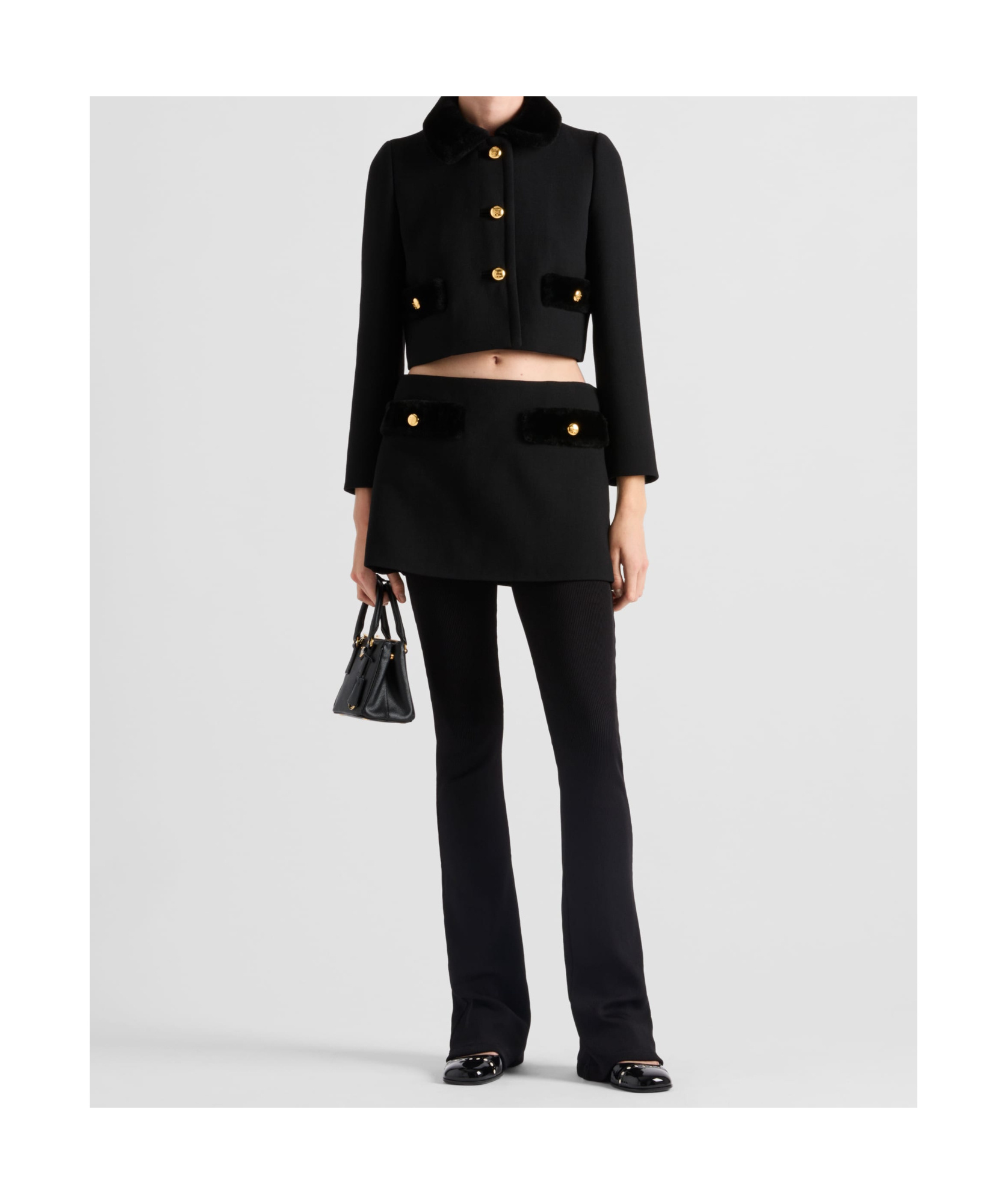 Prada Womens Black Natté Single-breasted Cropped Wool Jacket In Black