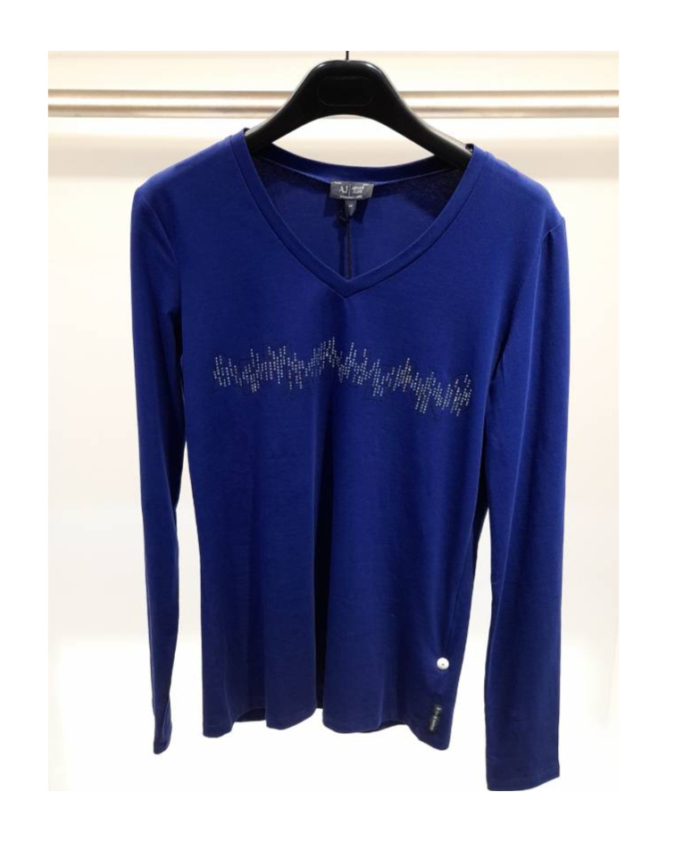 Armani Jeans V-neck Short-sleeved T-shirt In Blue