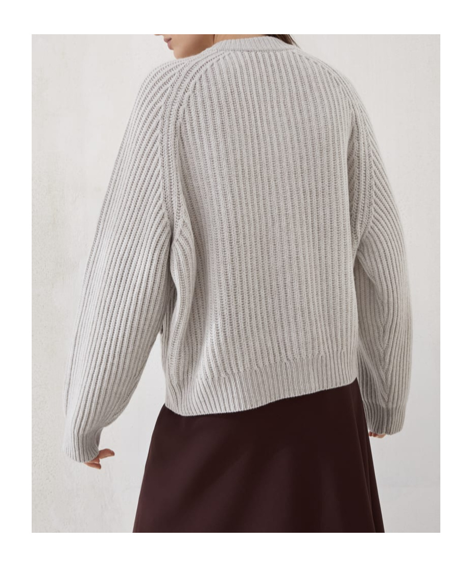 Brunello Cucinelli Cashmere Feather Yarn Cardigan In Gray