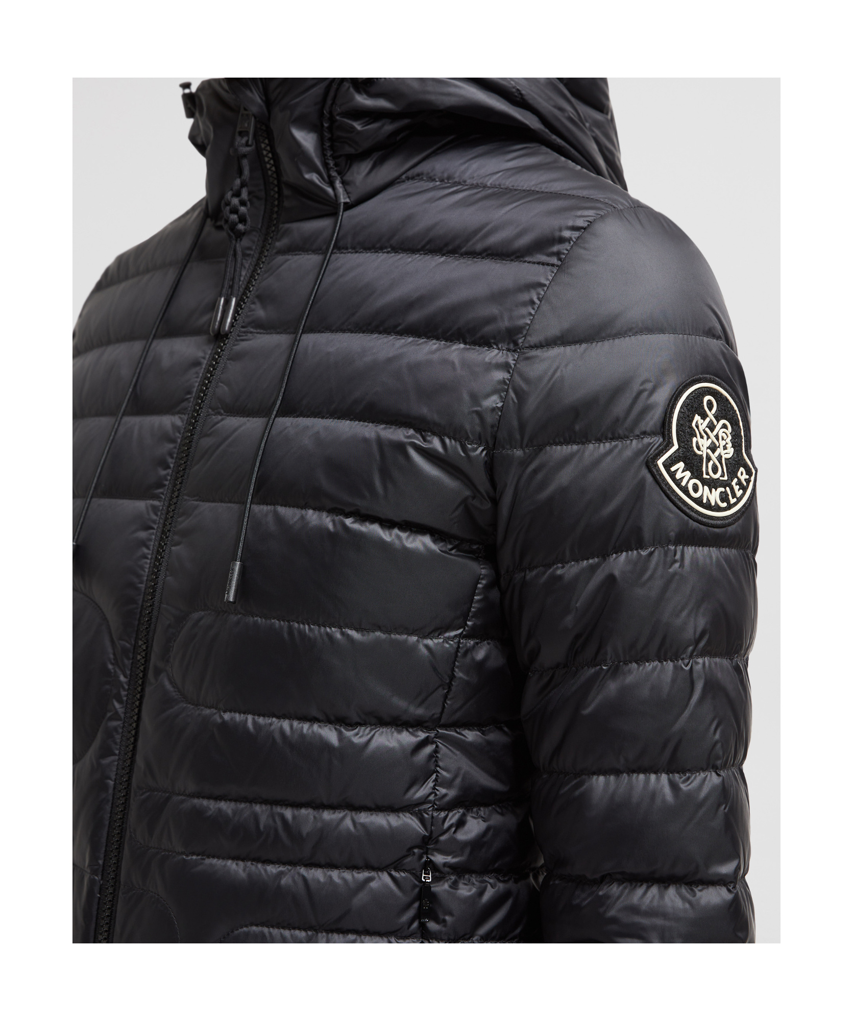 Moncler Xiaobai Hooded Snake Quilted Short Down Jacket In Black