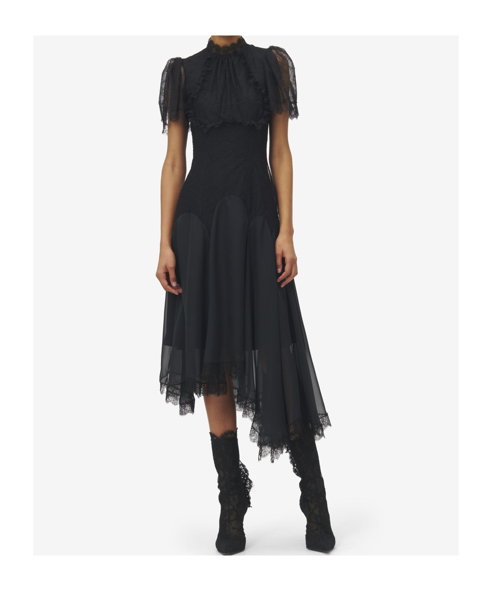 Alexander Mcqueen Lace-detail Midi Dress In Black