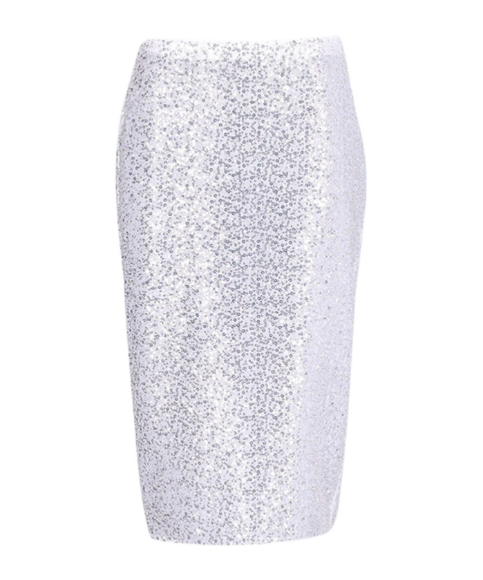 Casablanca Sequinned Midi Skirt In White