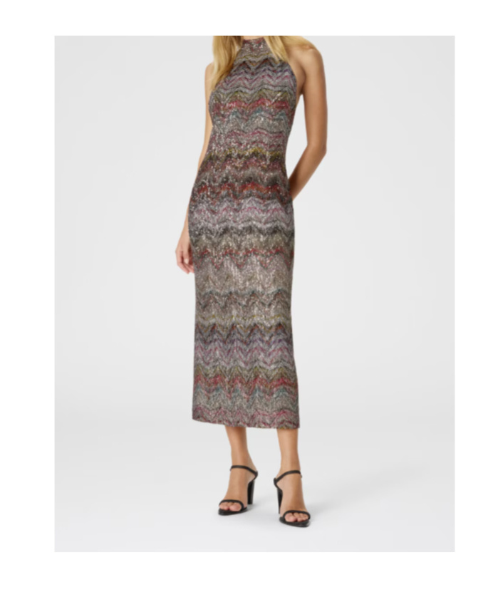 Missoni Sequin-embellished Halterneck Midi Dress In Brown
