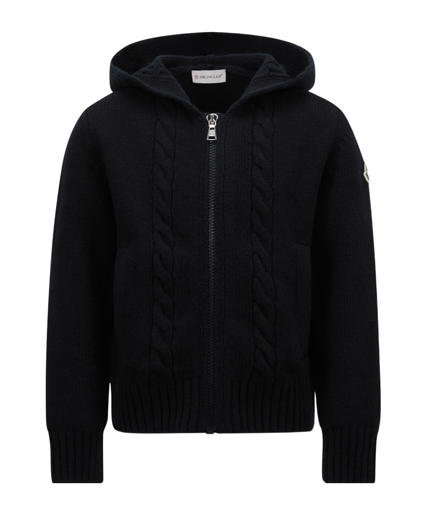 Moncler Long-sleeved Wool Hoodie In Blue