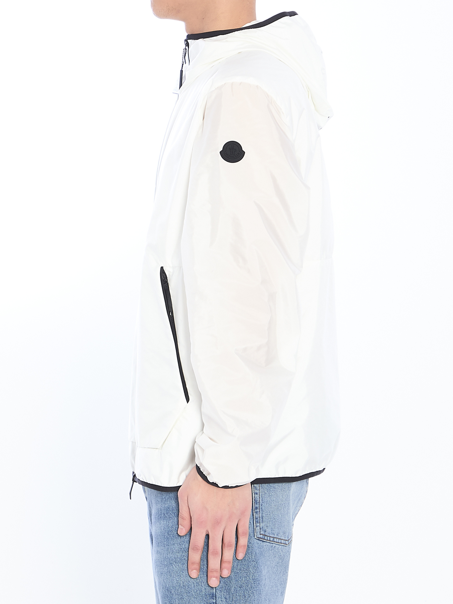 Moncler White Grainer Hooded Windbreaker Jacket In White