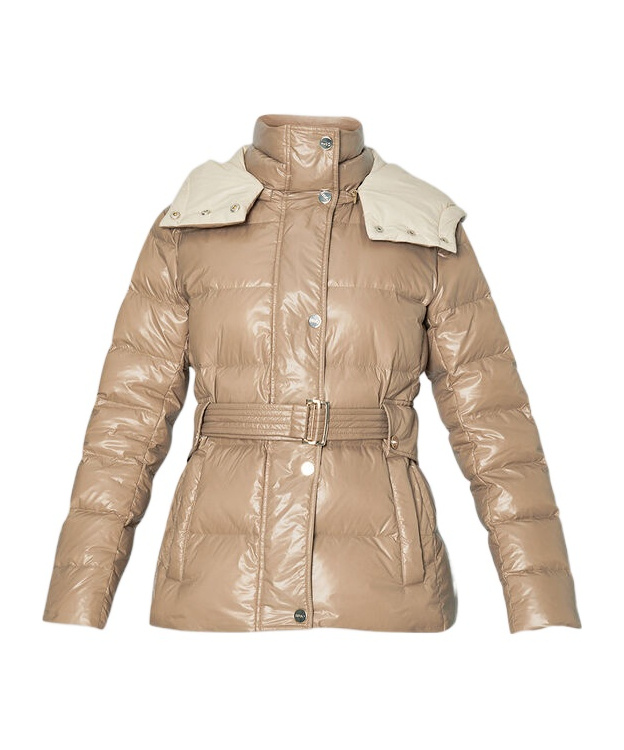 Liu •jo Hooded Padded Down Jacket In Nude