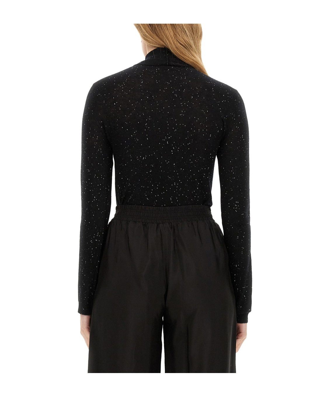 Shop Fabiana Filippi Sequinned Roll-neck Jumper In Black