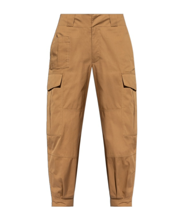 Alexander Mcqueen Low-waisted Cargo Pants With Ankle Buttons In Brown