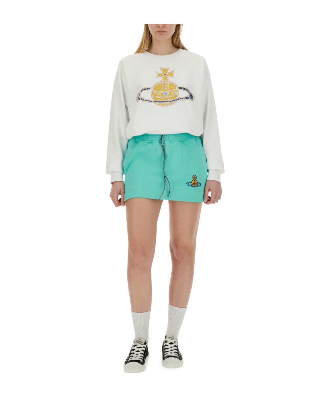 Vivienne Westwood Orb-embroidered Cotton Miniskirt In Multicolor