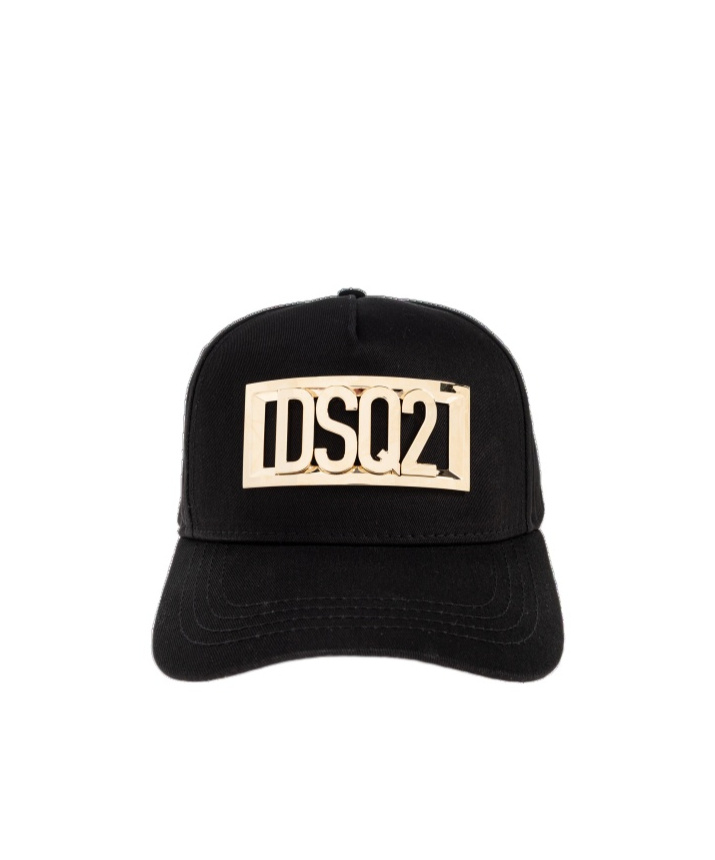 Dsquared2 Gold-tone Logo Plaque Baseball Cap In Black