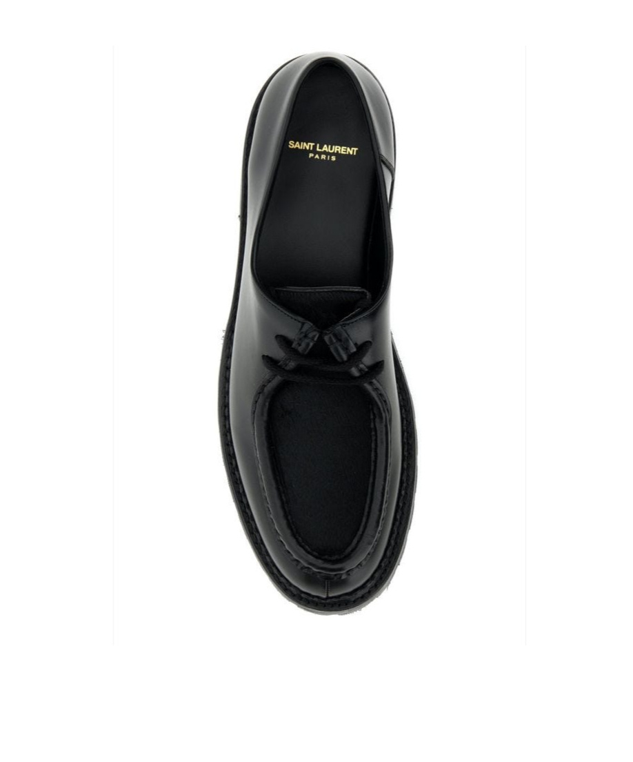 Saint Laurent Black Leather Lace-up Shoes In Black