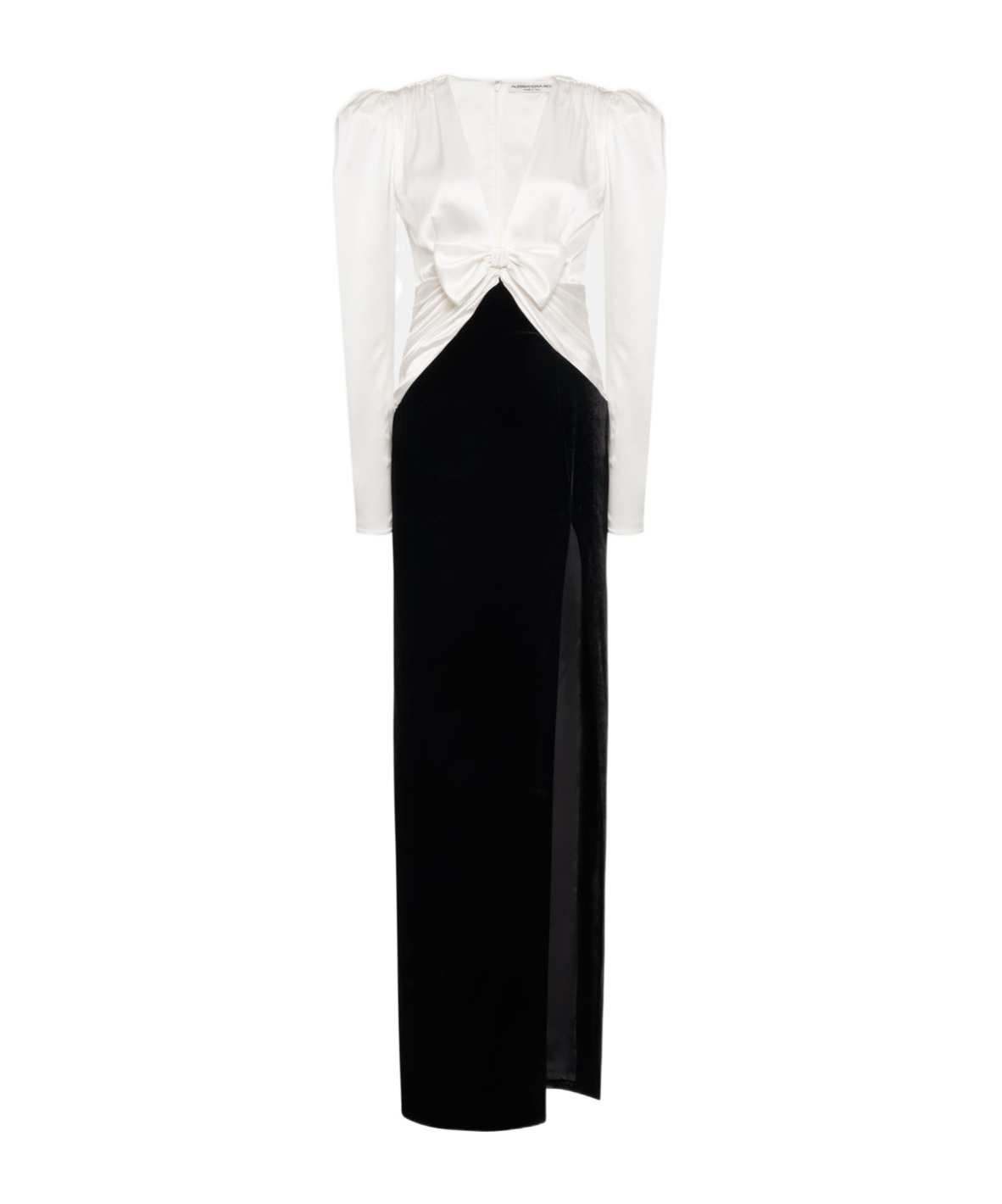 Shop Alessandra Rich Bow-detail Colourblock Gown In Black
