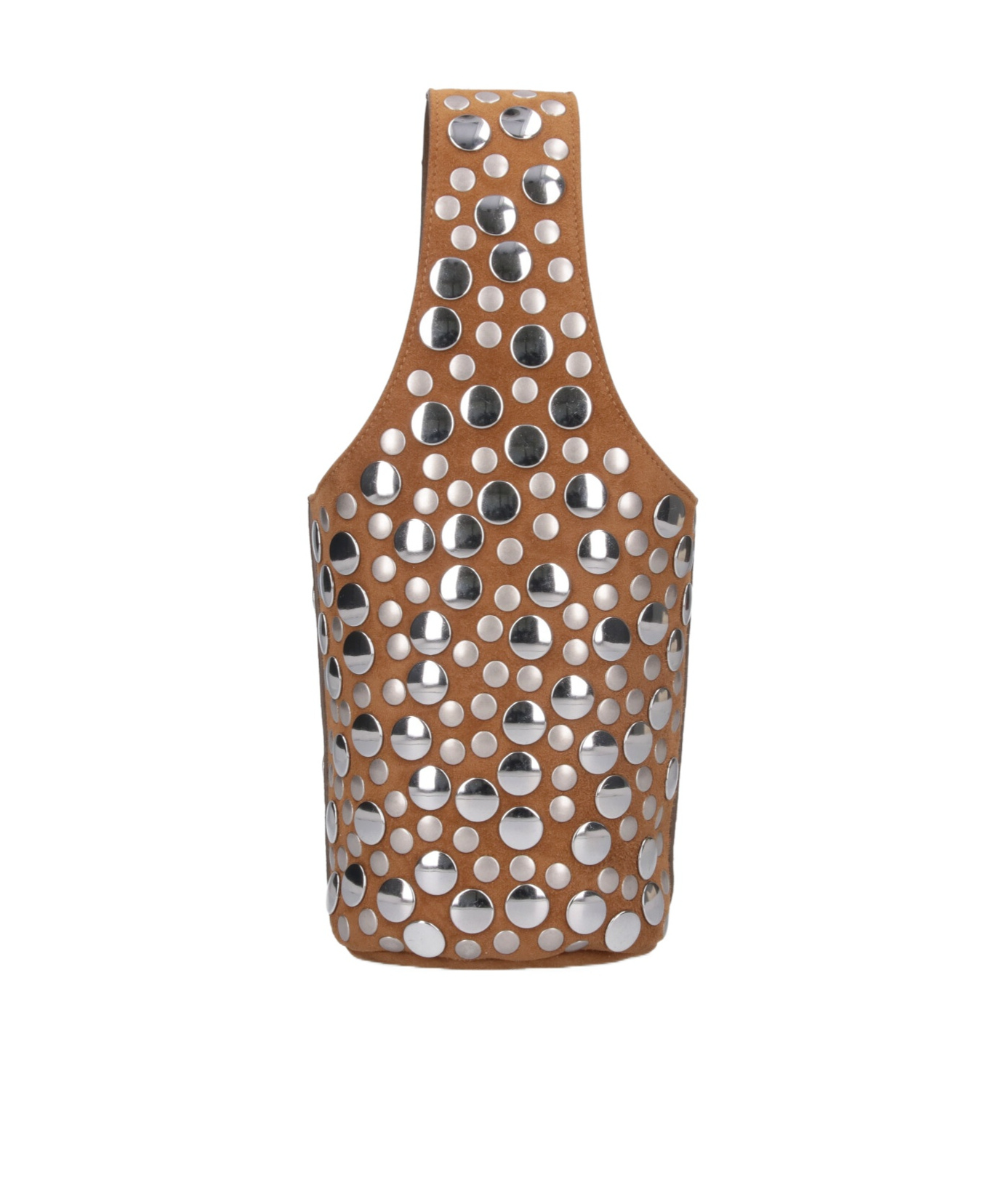 Khaite Livia Studded Suede Bucket Bag In Brown