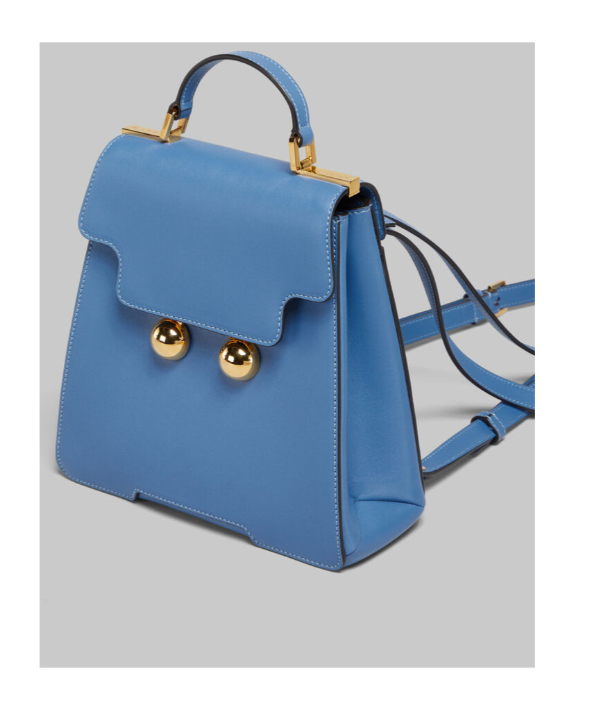 MARNI BLUE LEATHER TRUNKAROO BACKPACK 