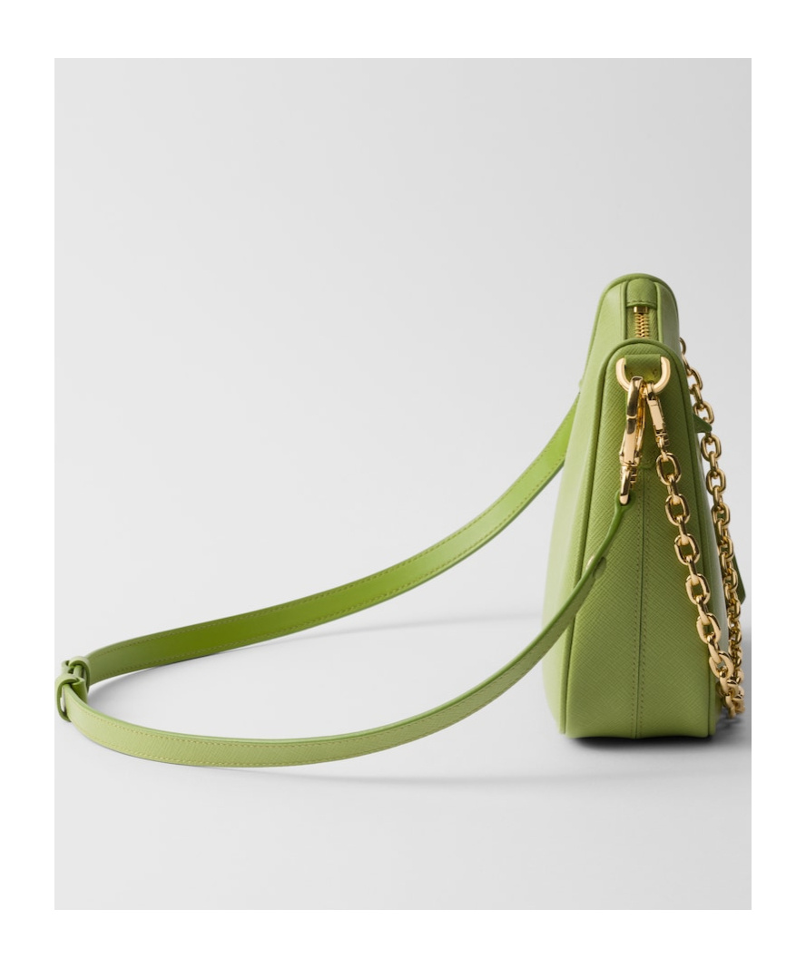Prada Mini Saffiano Leather Re-edition Shoulder Bag In Green