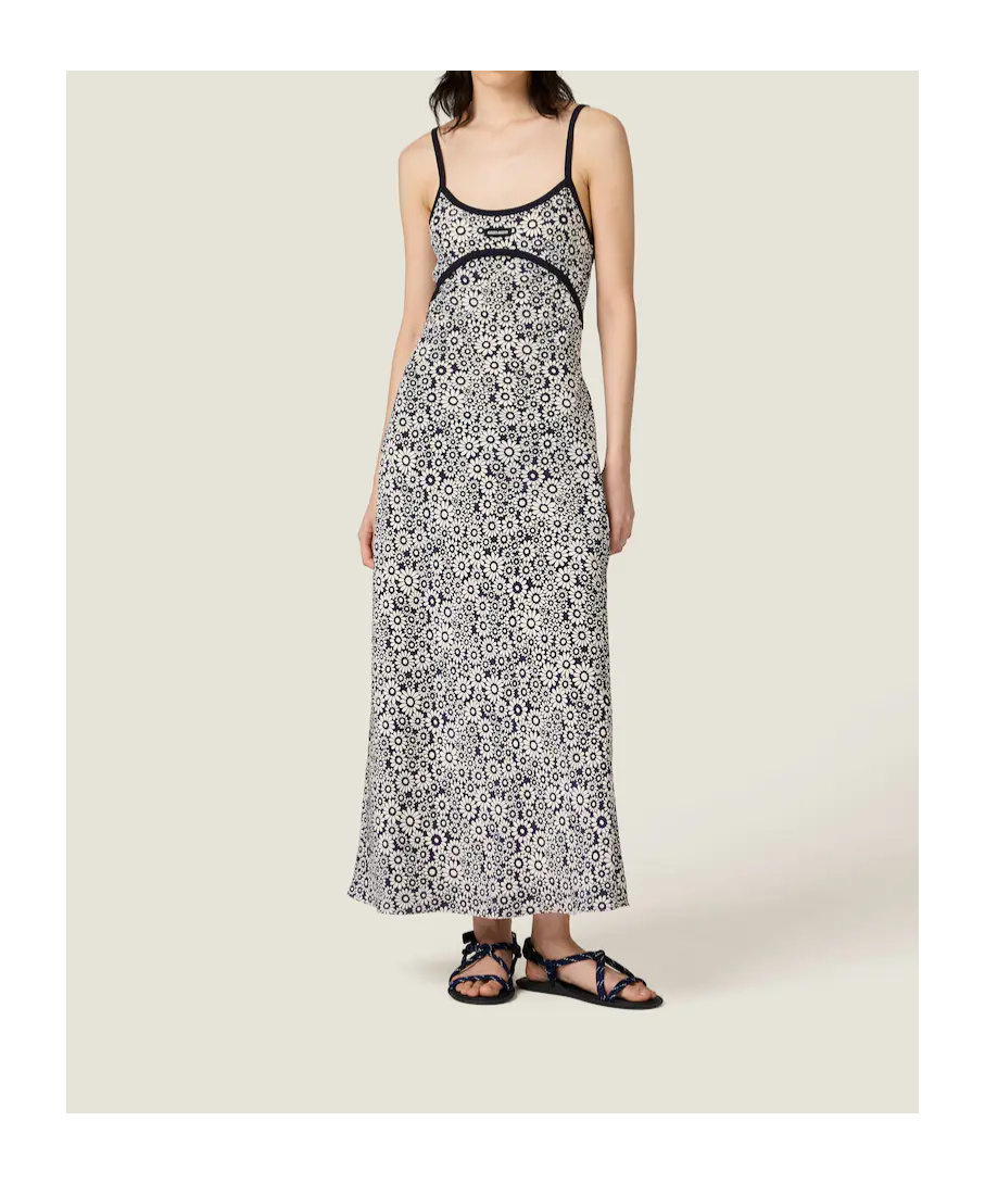 Miu Miu Floral Print Maxi Dress With Spaghetti Straps In Multi