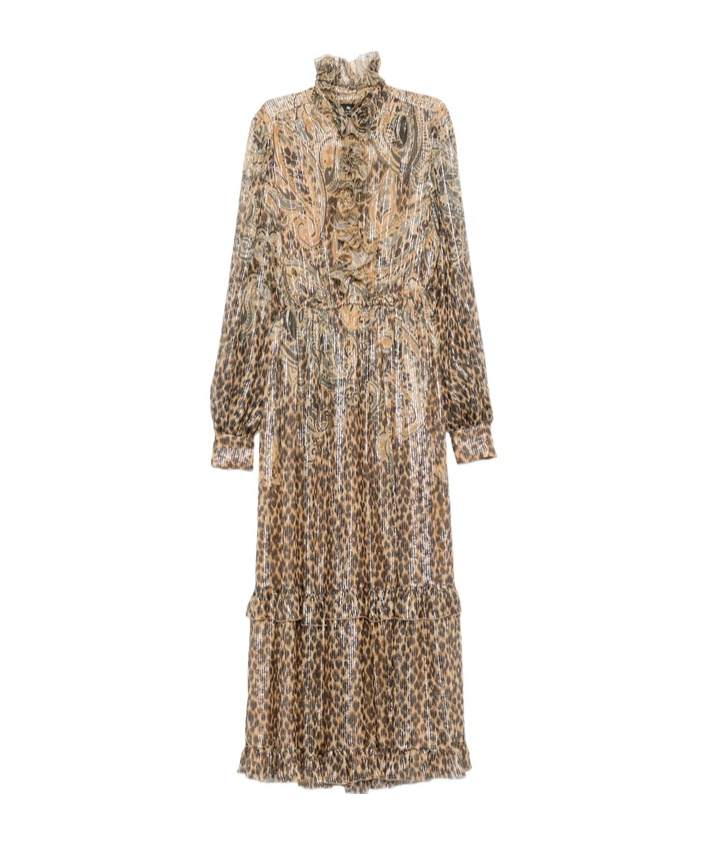 Etro Ruffled-collar Dress In Brown