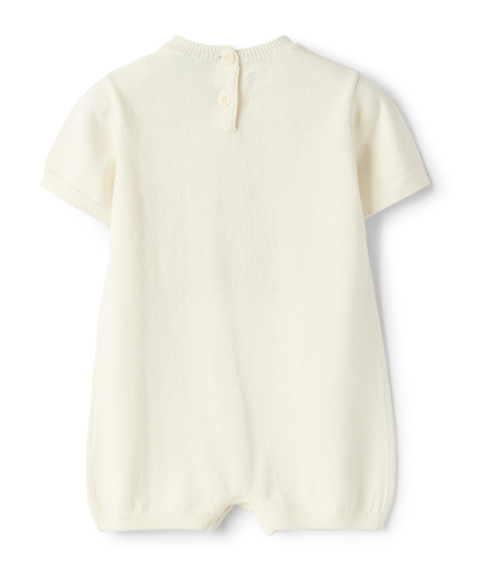 Il Gufo Bear Embroidered Crewneck Romper In Neutral