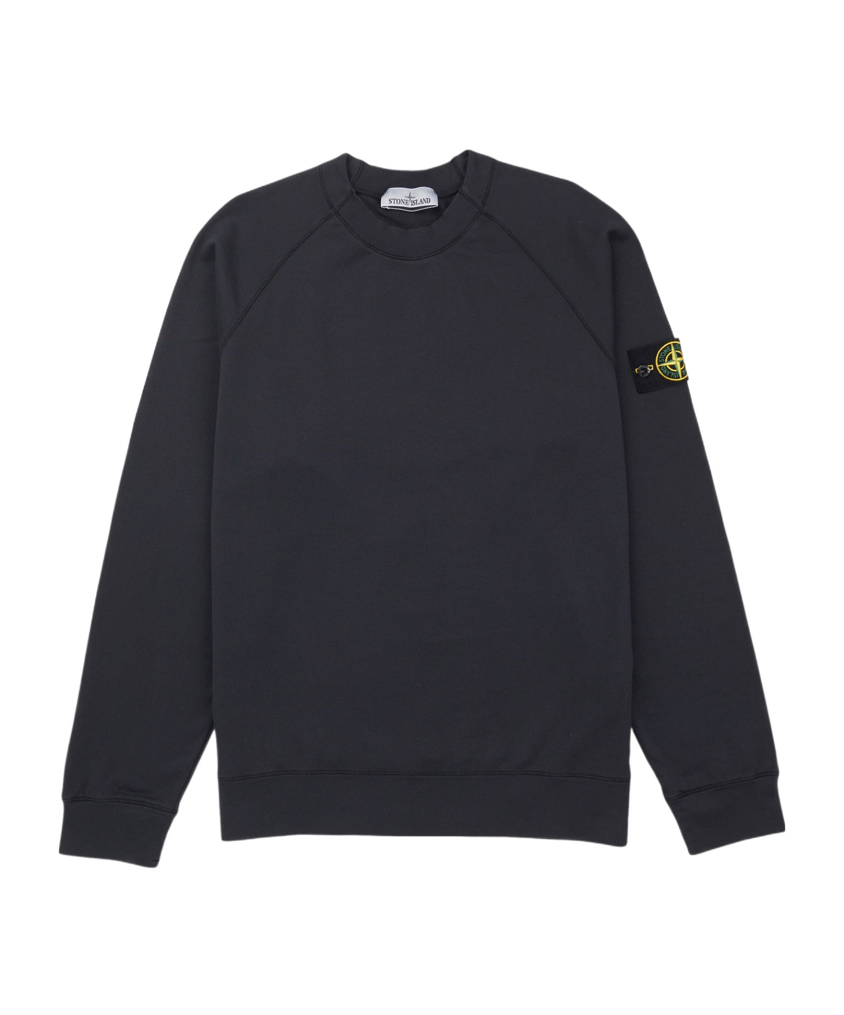 Stone Island Crew-neck Cotton Sweatshirt With Raglan Sleeves In Black