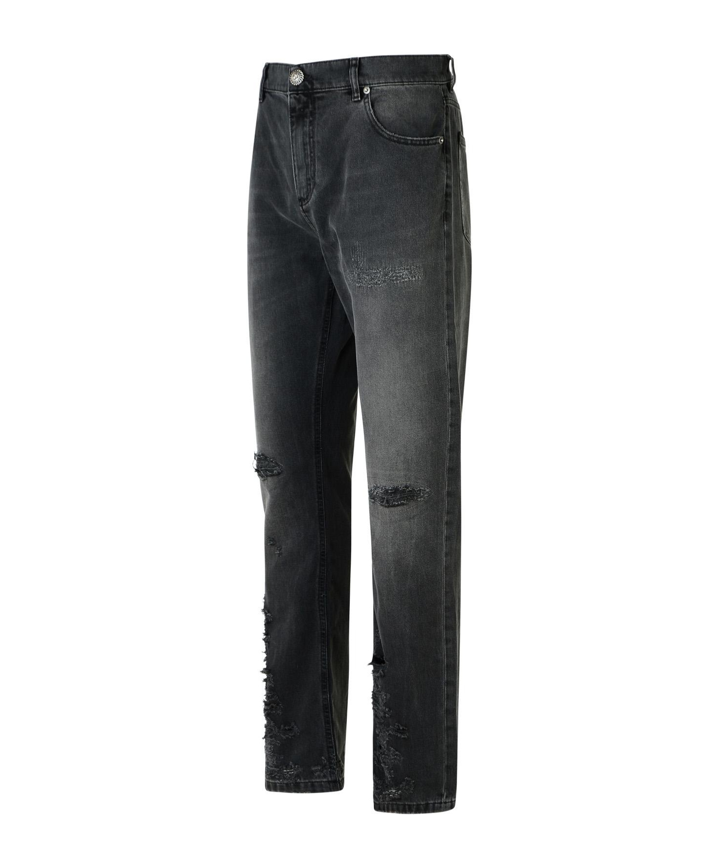 Balmain Black Cotton Jeans In Black