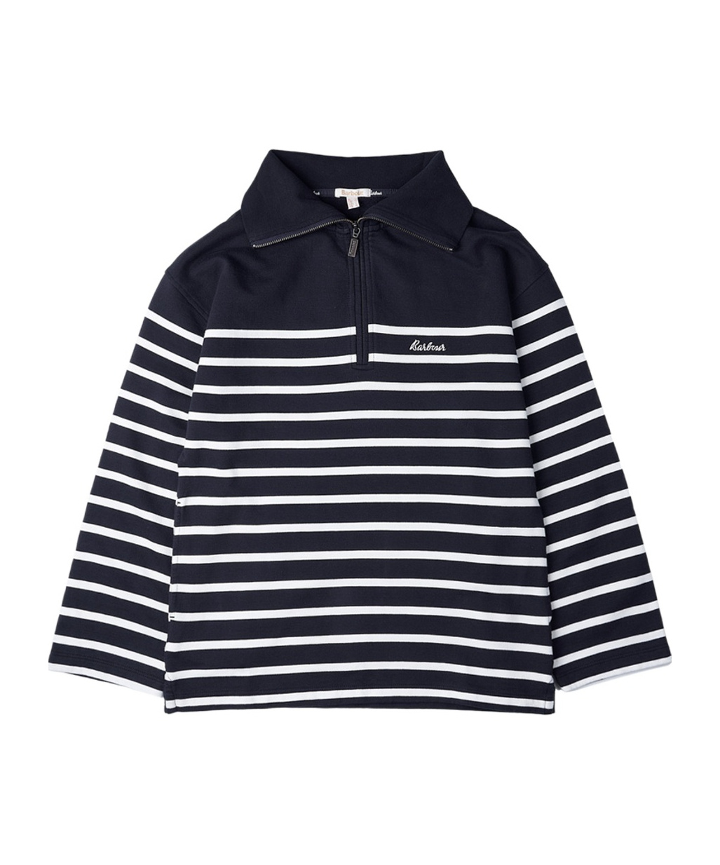 Barbour Striped Half-zip Sweater In Black