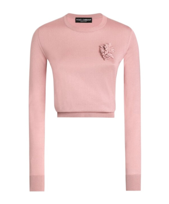 Dolce & Gabbana Round-collar Long-sleeve Hoodie In Pink