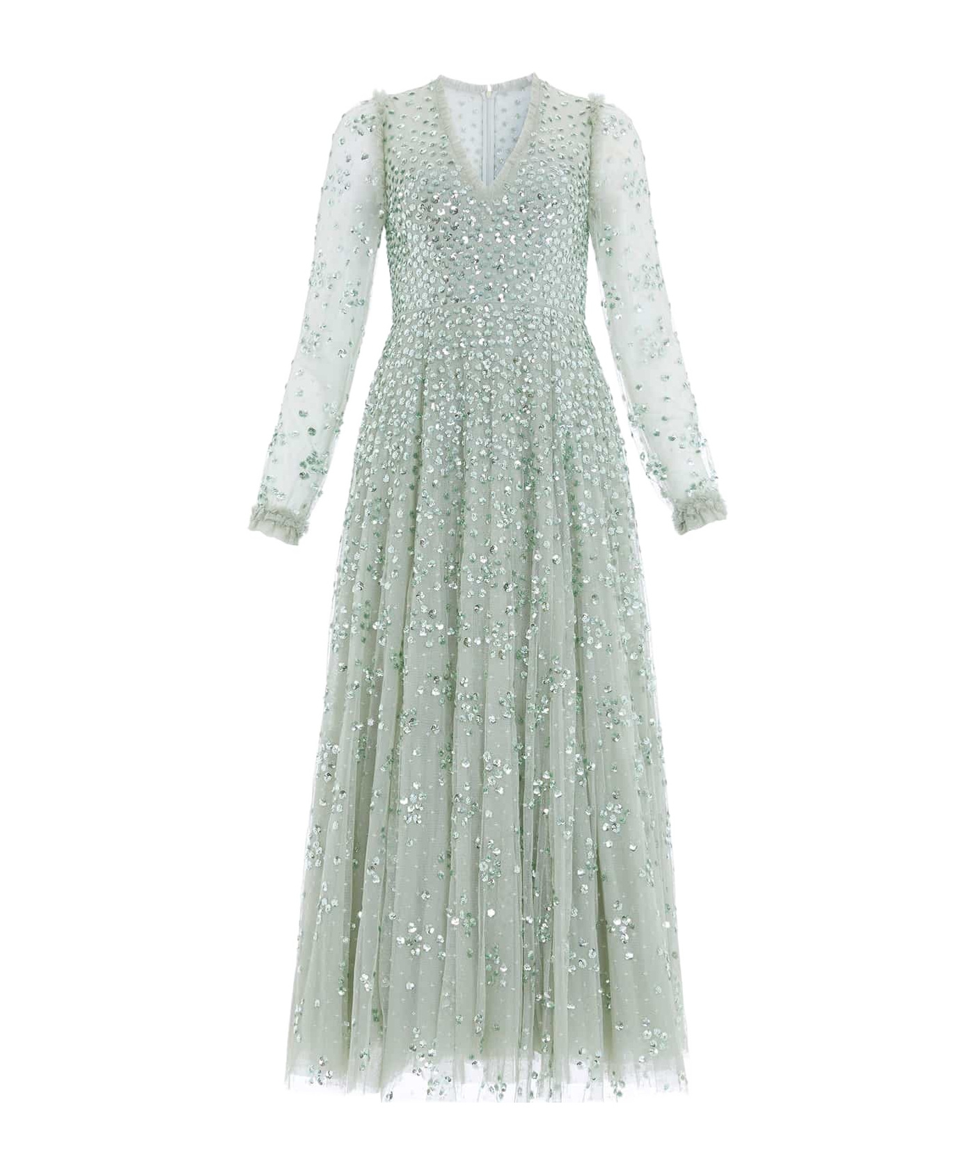 Needle & Thread Leila Dot V-neck Ankle Gown In White