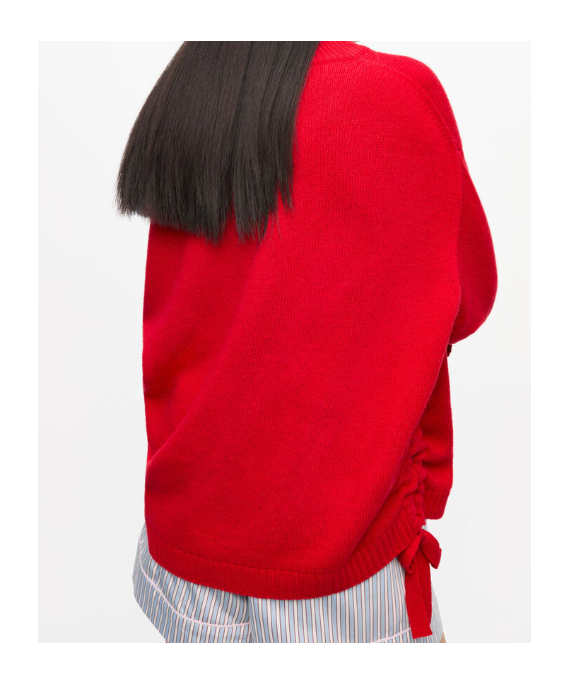 Ganni Drawstring-hem Sweater In Red