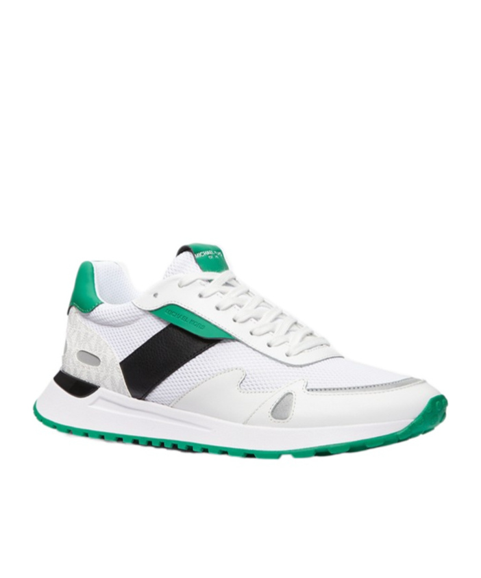Michael Kors Miles Leather And Mesh Trainer In Green