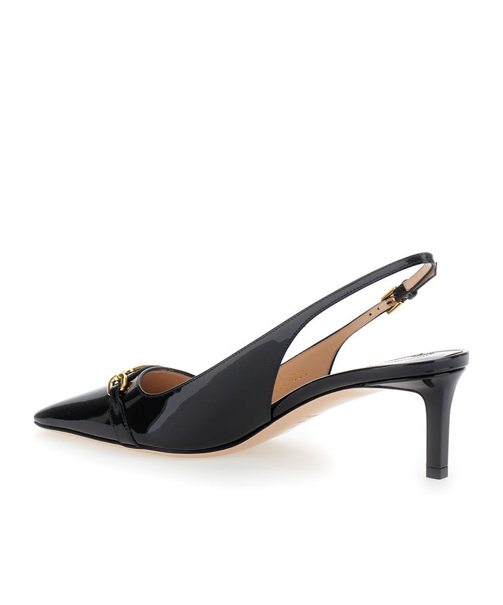 Tom Ford Black Slingback Pumps With T Logo Detail In Patent Leather Woman In Black