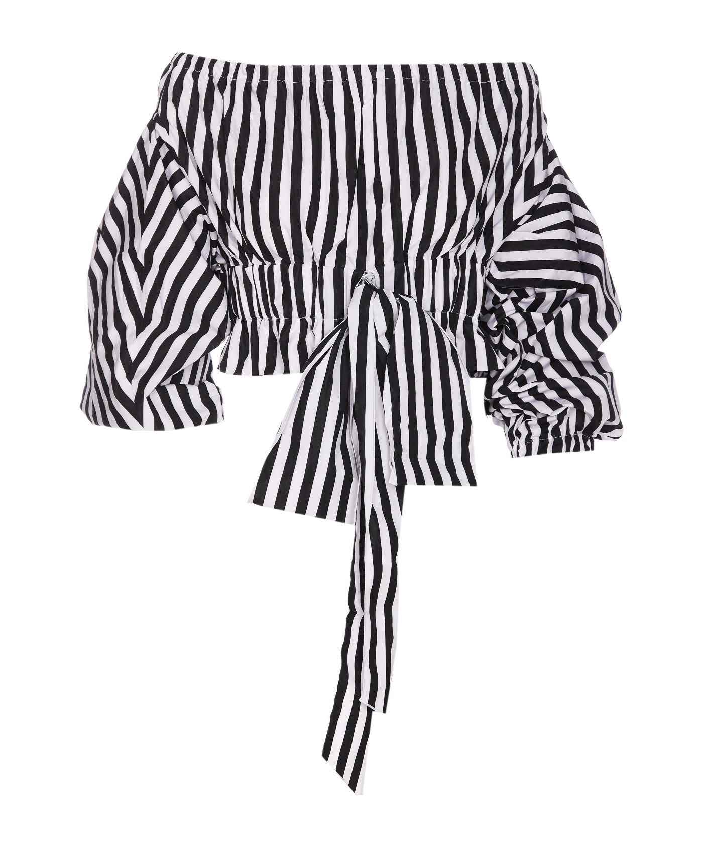 Shop Patou Striped Cropped Blouse In Black