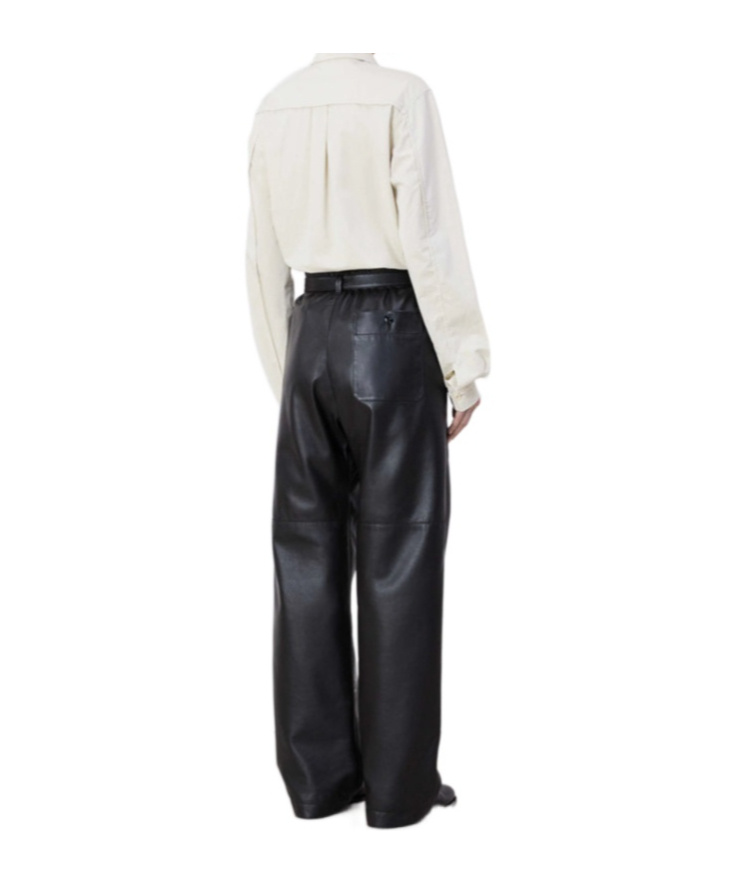 Lemaire Leather Pants With Bag In Black