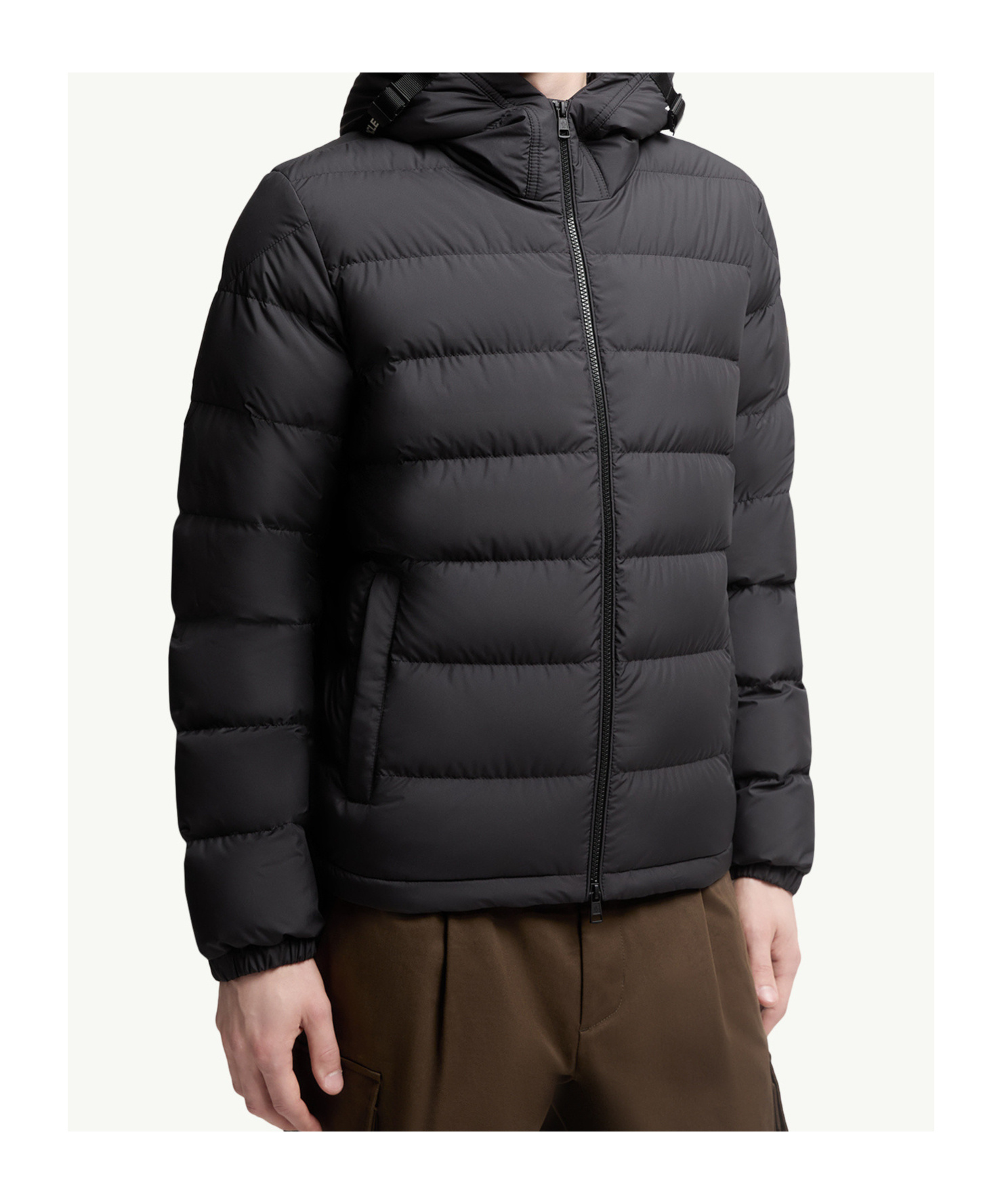 Moncler Hooded Down Jacket Featuring Elastic Cuffs In Black