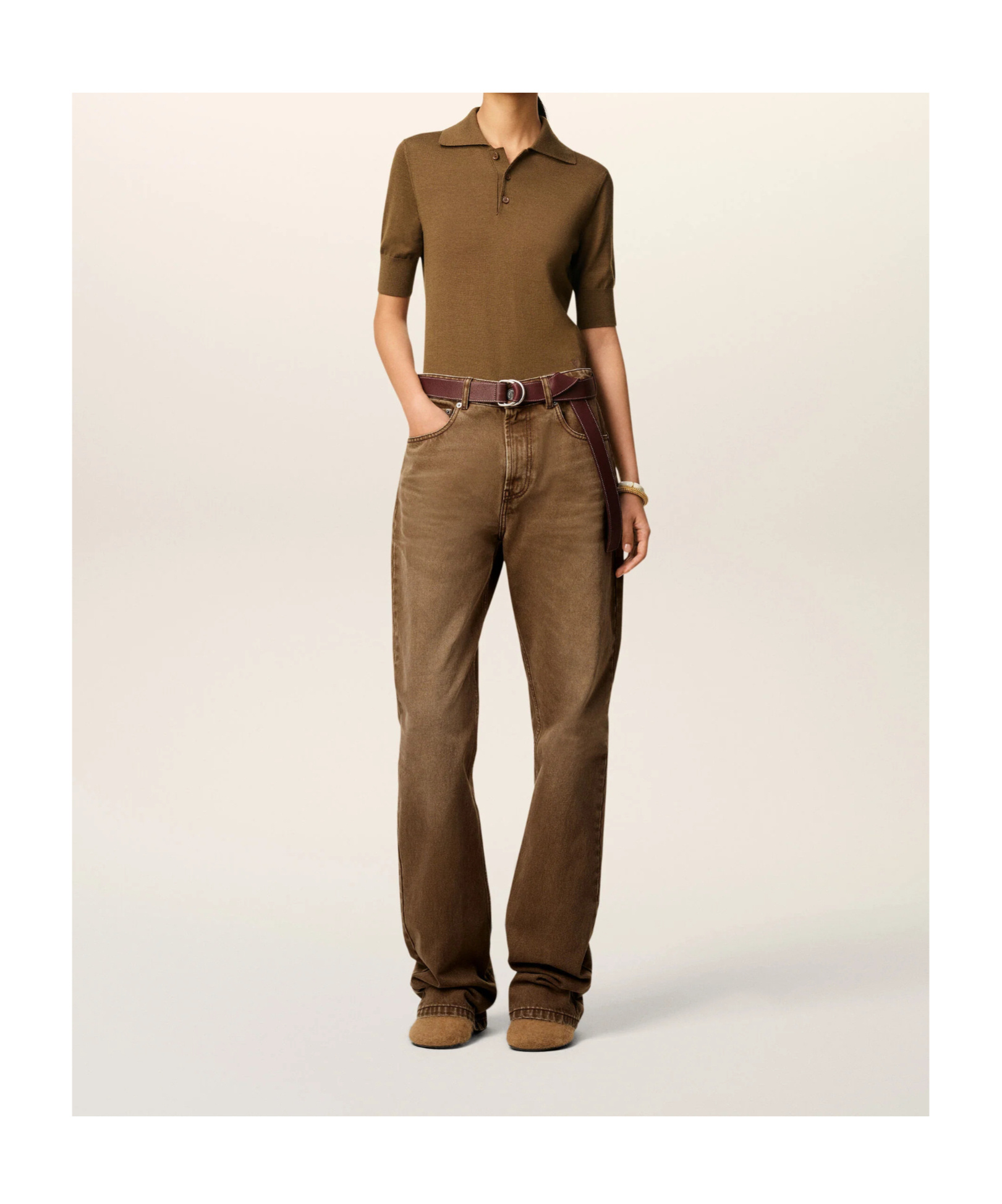 Ami Alexandre Mattiussi Brown Cotton Large Fit Jeans Brown In Brown