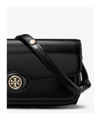 Tory Burch Robinson Spazzolato Cross Body Bag In Black