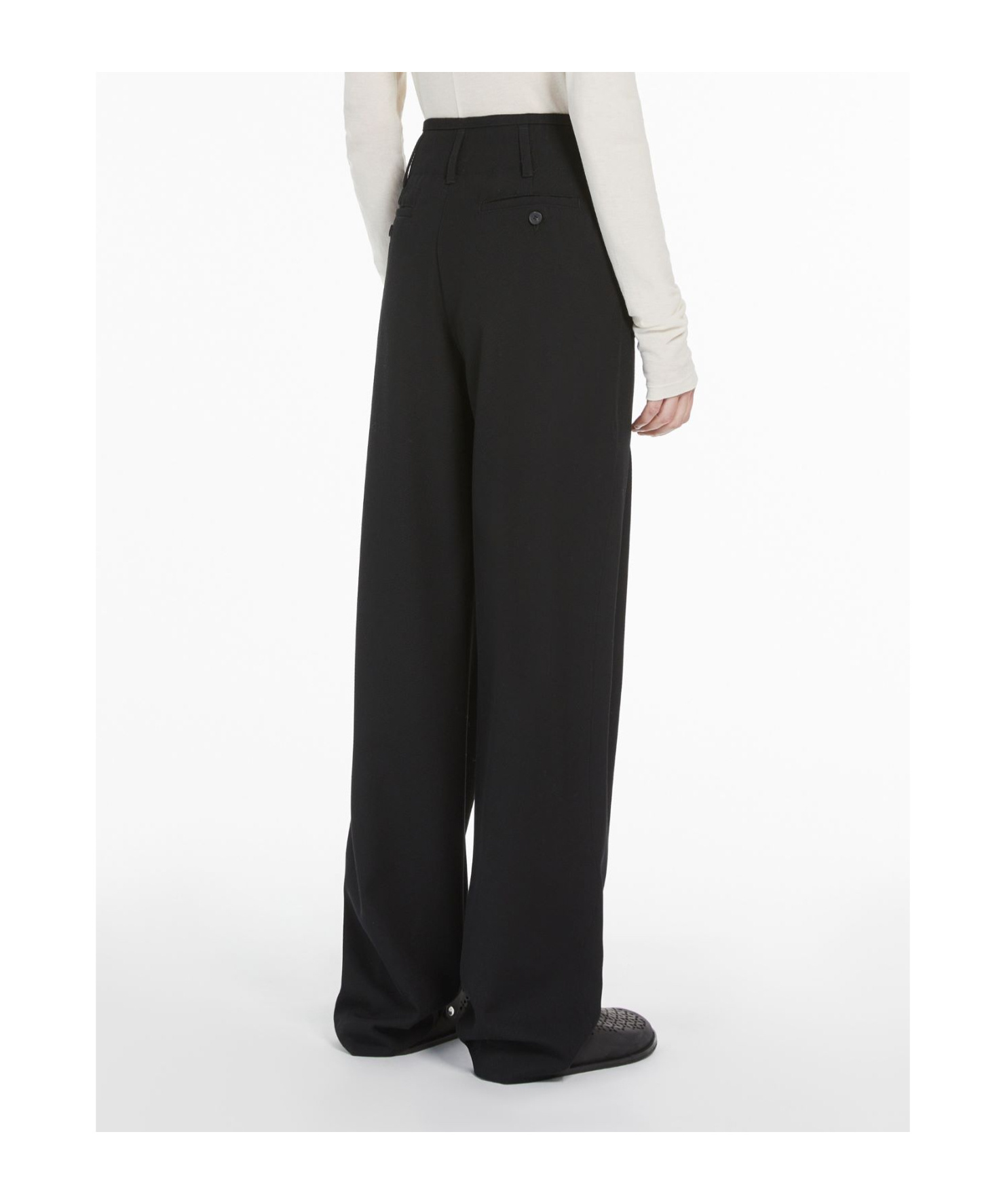 Weekend Max Mara Wool-blended Wide-leg Pants In Black