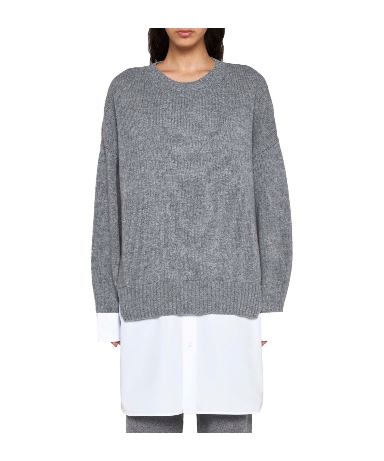 Stella Mccartney Merino And Poplin Sweater In Gray
