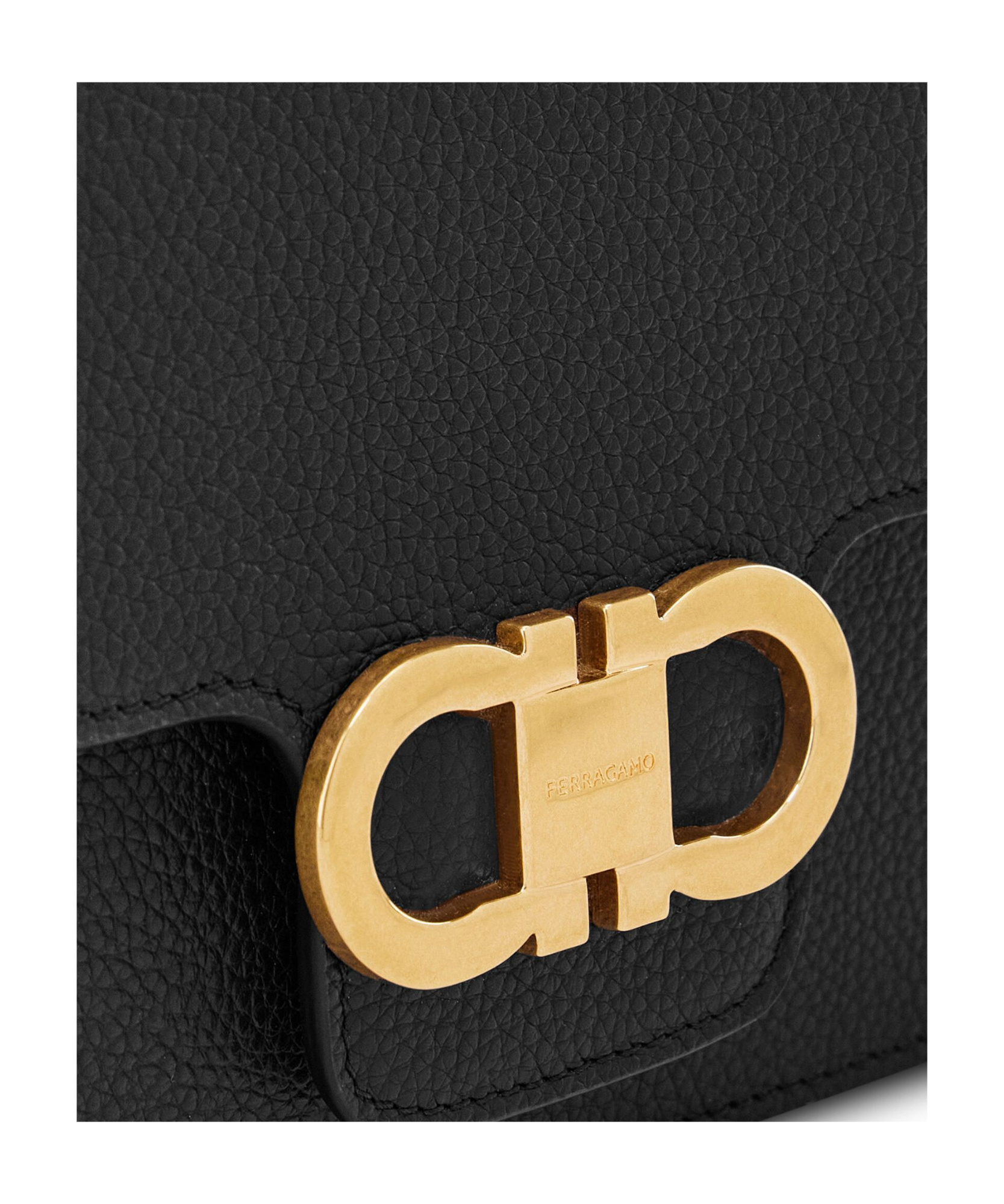 Shop Ferragamo Double Gancini Crossbody Bag In Black