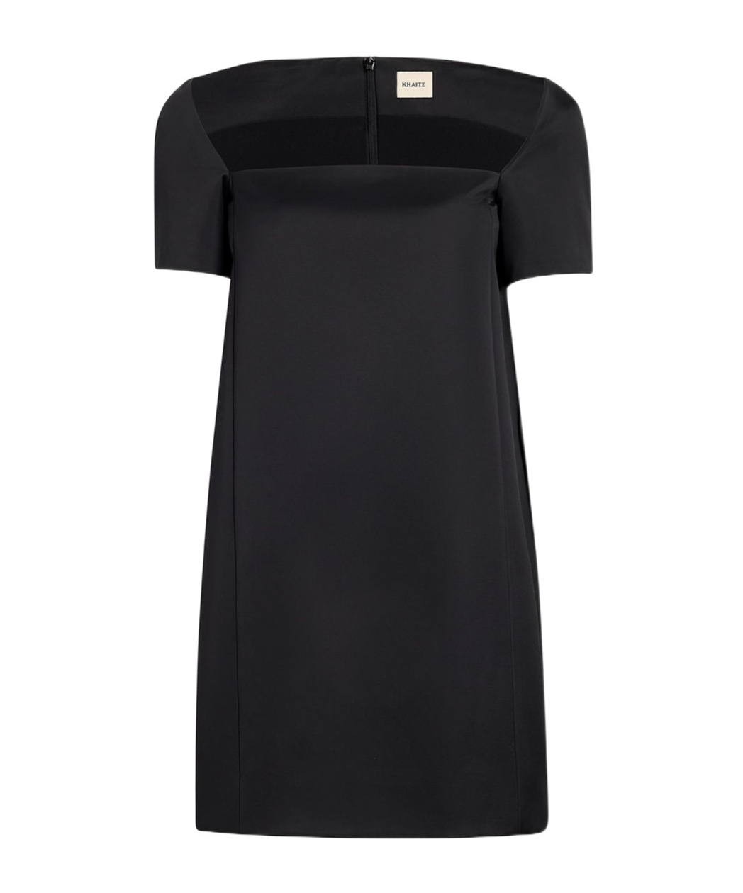 Khaite Benji Square-neck Short-sleeve Mini Dress In Black