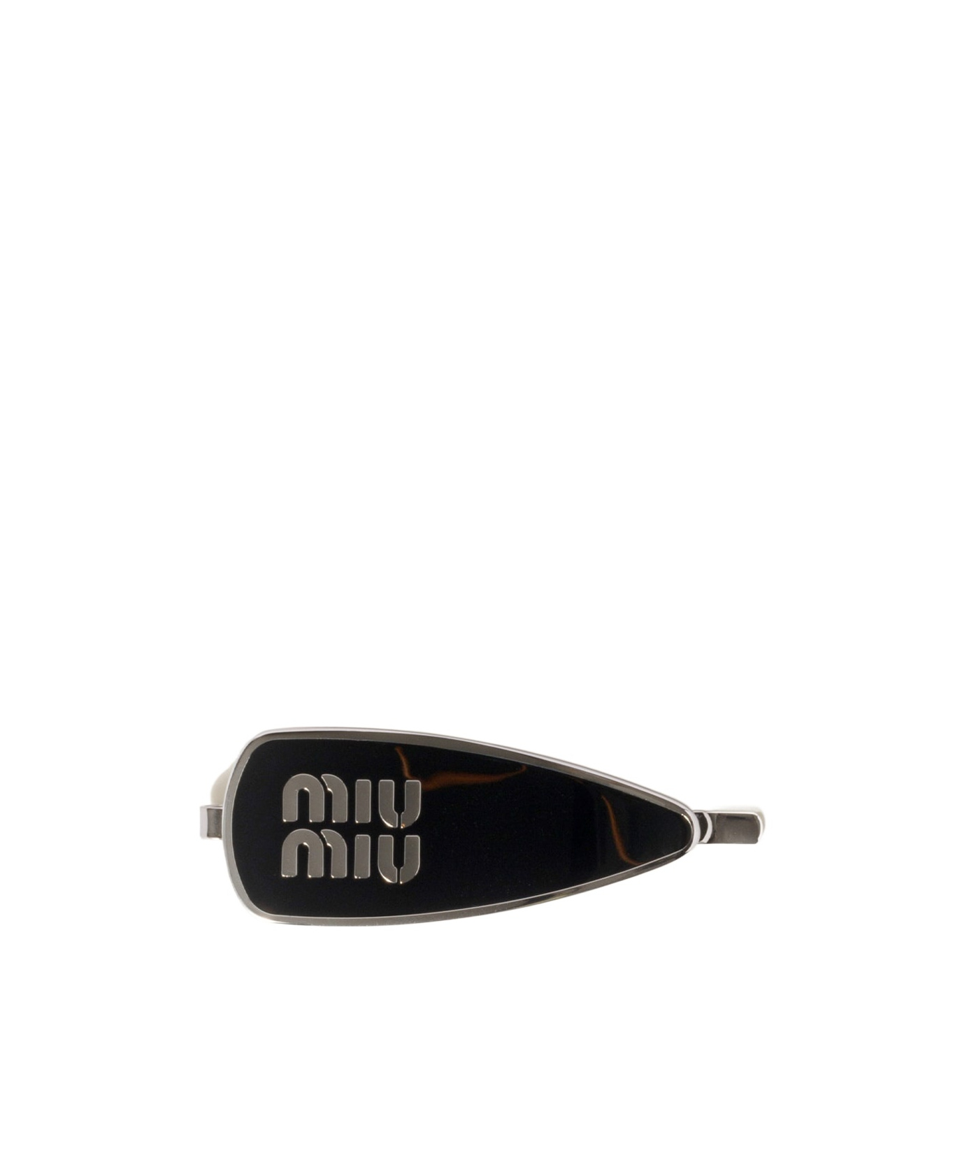 Miu Miu Enameled Metal Hair Clip In Black