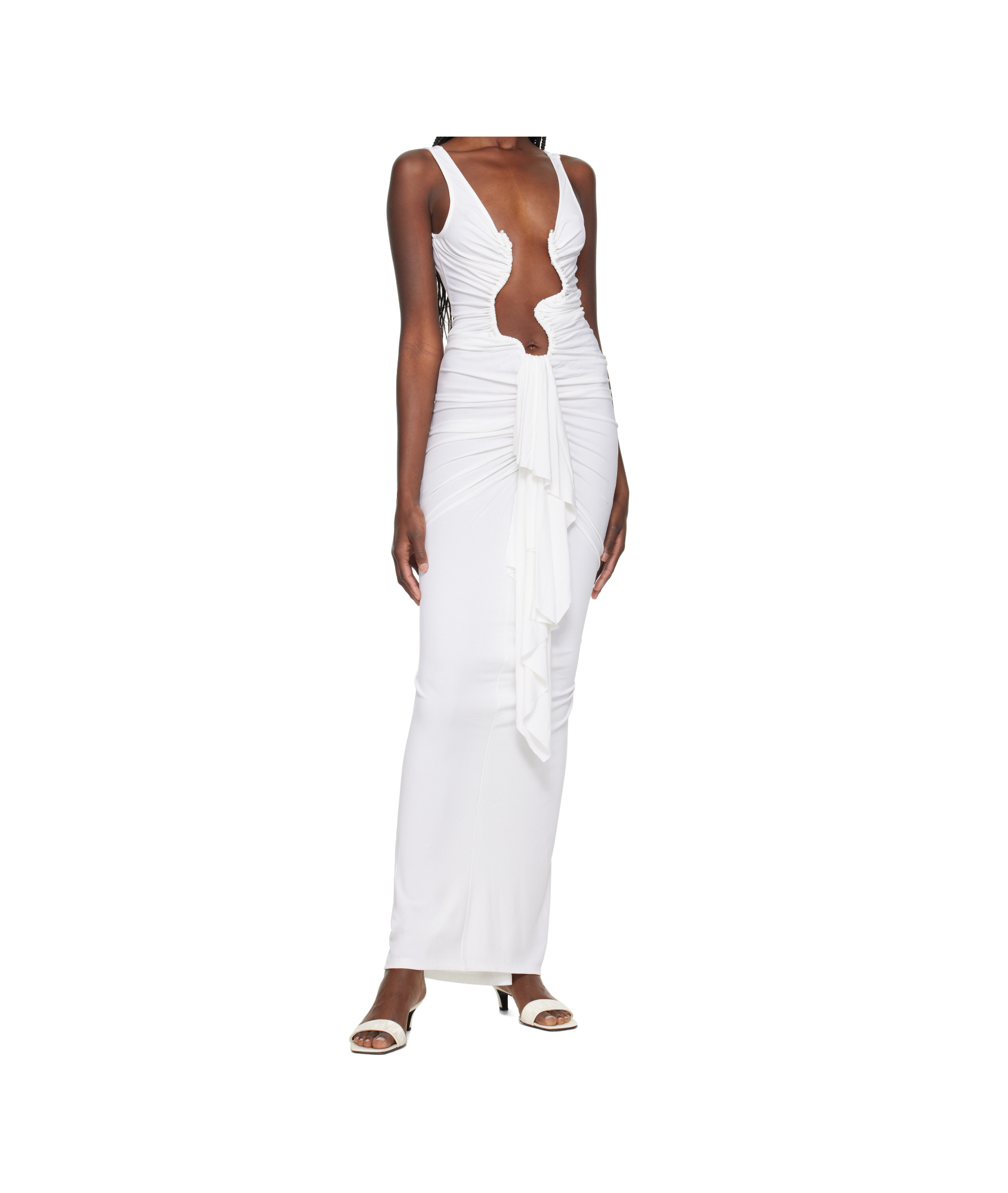 Christopher Esber White Salacia Jersey Drape Maxi Dress In White