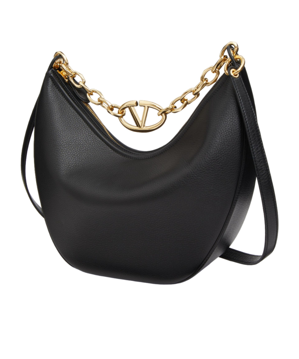 Valentino Vlogo Moon Medium Logo Wandering Bag In Black