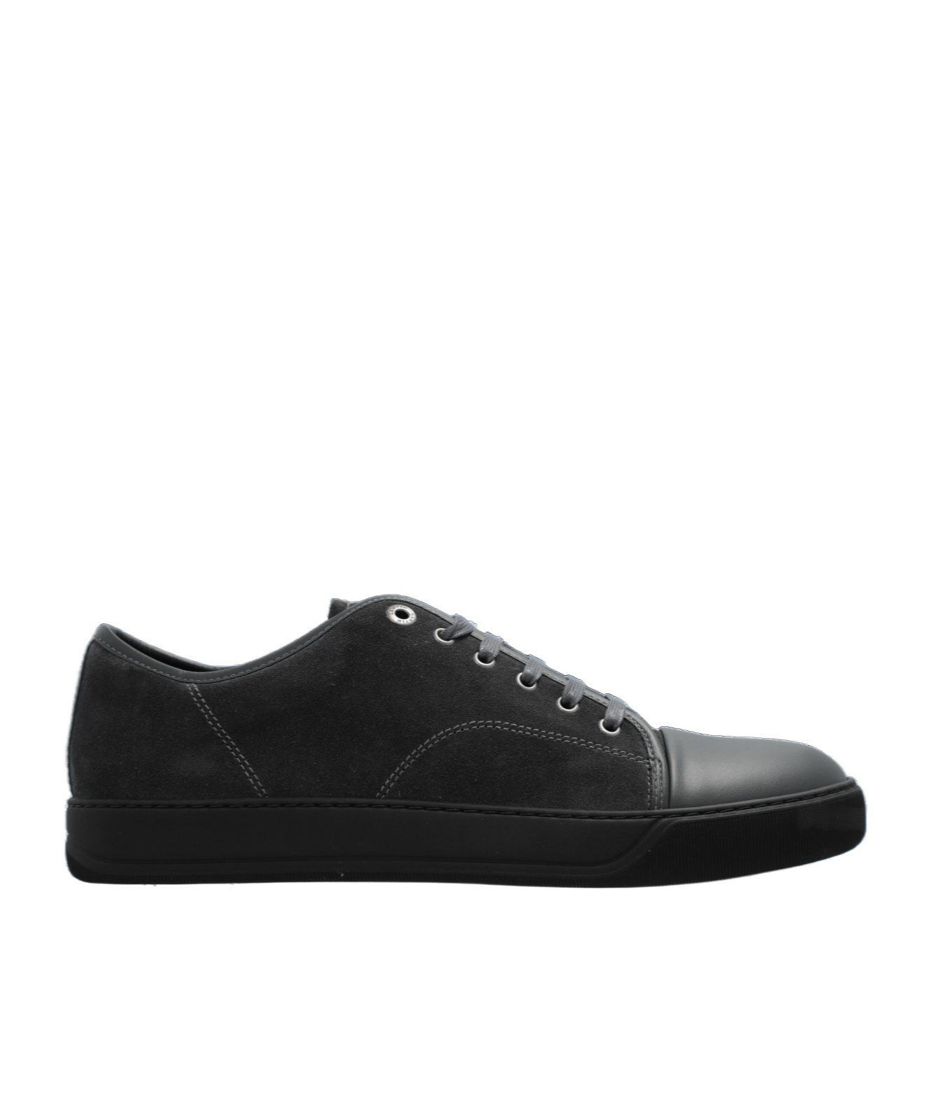 Lanvin Dbb1 Matte Cap Toe Low Top Sneaker In Burgundy Suede In Black