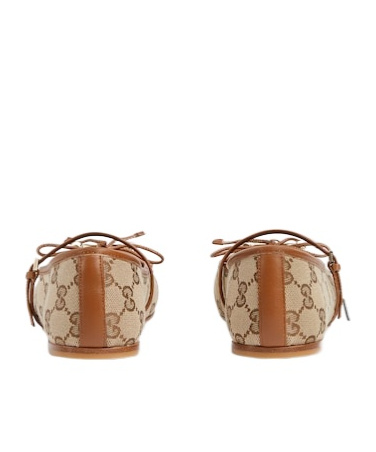 Gucci Horsebit-detailed Leather-trimmed Canvas-jacquard Ballet Flat In Nude