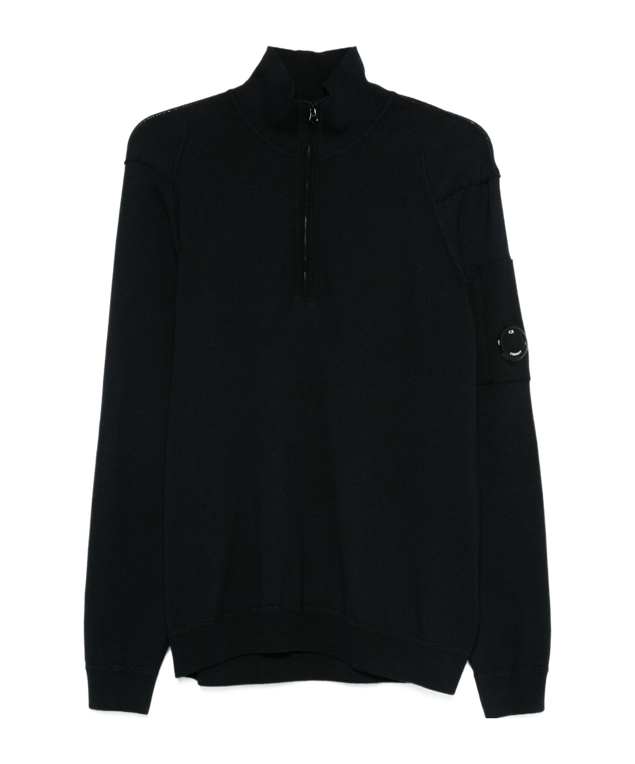 C.p. Company C.p.company Sea Islandhalf Zip Lens Knit In Black